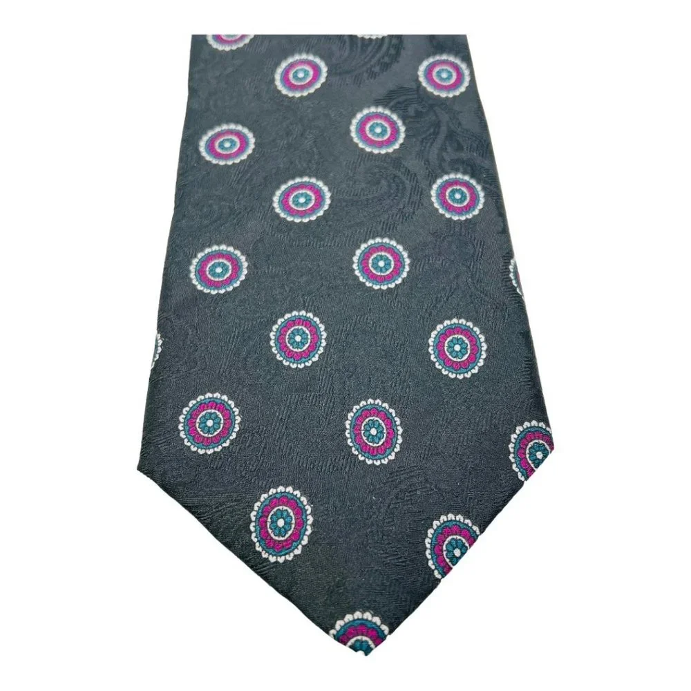 Saks Fifth Avenue Men's Tie W/Paisely & Circular Designs